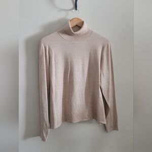 Pursuits, Ltd. Silk Blend Fine Knit Turtleneck Sweater, Women's XL, Oatmeal